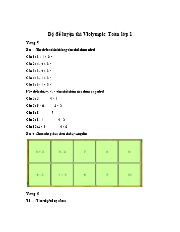 Bộ đề luyện thi Violympic Toán Lớp 1