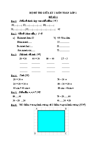 Bộ đề thi giữa học kì II môn Toán Lớp 1