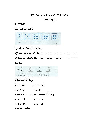 Bộ đề thi học kì 1 môn Toán Lớp 1 - Số 2