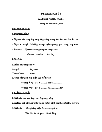 Đề kiểm tra học kì 1 môn Tiếng Việt Lớp 1 - Đề số 2