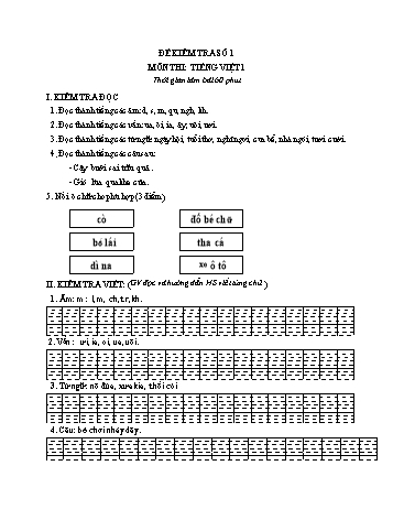 Đề kiểm tra học kì 1 Tiếng Việt Lớp 1 - Đề 1