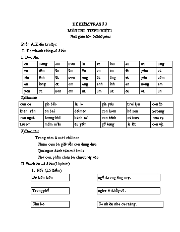 Đề kiểm tra học kì 1 Tiếng Việt Lớp 1 - Đề 3