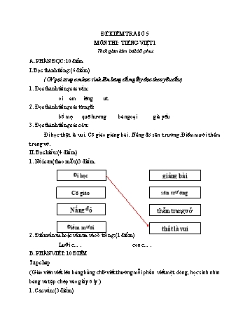 Đề kiểm tra học kì 1 Tiếng Việt Lớp 1 - Đề 5