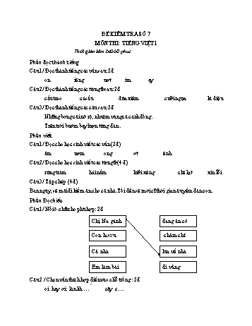Đề kiểm tra học kì 1 Tiếng Việt Lớp 1 - Đề 7