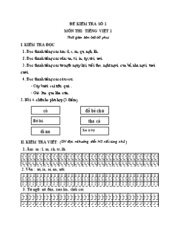 Đề kiểm tra học kì 1 Tiếng Việt Lớp 1 - Đề số 1