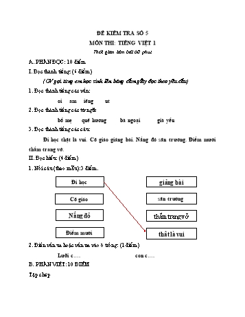 Đề kiểm tra học kì 1 Tiếng Việt Lớp 1 - Đề số 5