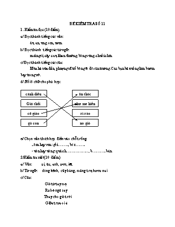 Đề tham khảo kiểm tra cuối kì 1 Tiếng Việt Lớp 1 - Đề số 11