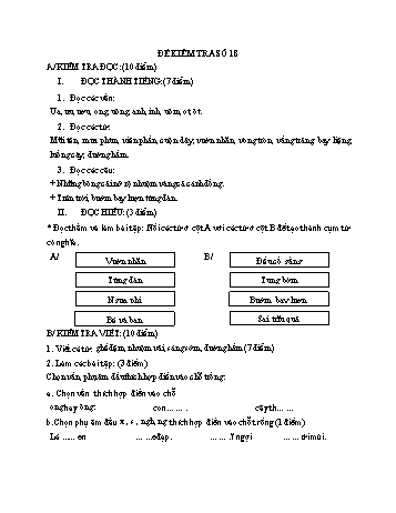 Đề tham khảo kiểm tra cuối kì 1 Tiếng Việt Lớp 1 - Đề số 18
