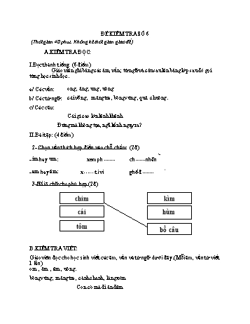 Đề tham khảo kiểm tra cuối kì 1 Tiếng Việt Lớp 1 - Đề số 6
