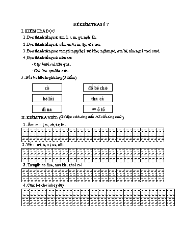 Đề tham khảo kiểm tra cuối kì 1 Tiếng Việt Lớp 1 - Đề số 7