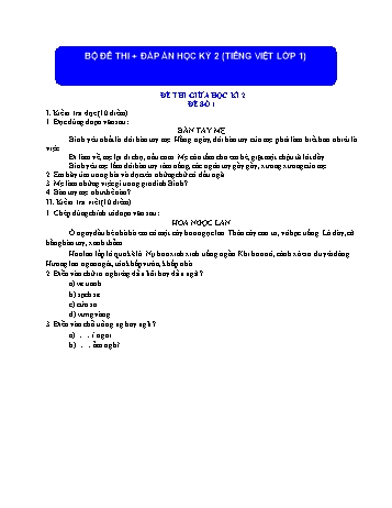 5 Đề thi học kì 2 Tiếng Việt Lớp 1 (Có hướng dẫn đánh giá, cho điểm)
