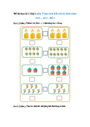 Đề thi học kì 1 Toán Lớp 1 Sách Kết nối tri thức - Đề 3 - Năm học 2021-2022 (Có đáp án)