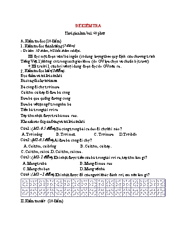 Bài kiểm tra cuối kì 2 Tiếng Việt Lớp 1 (Sách kết nối tri thức) - Đề 10 - Năm học 2022-2023