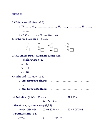 Đề ôn tập học kì 2 Toán Lớp 1 - Đề số 23