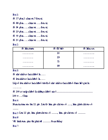 Đề ôn tập học kì 2 Toán Lớp 1 - Đề số 37