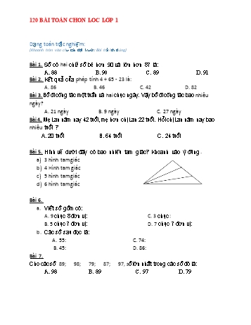 120 Bài toán chọn lọc Lớp 1