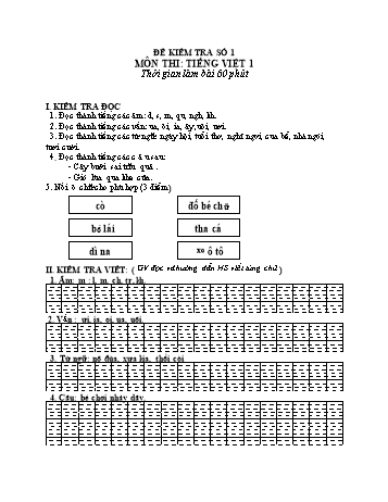 Đề kiểm tra Tiếng Việt Lớp 1 - Đề số 1