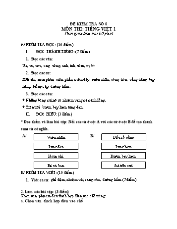 Đề kiểm tra Tiếng Việt Lớp 1 - Đề số 8