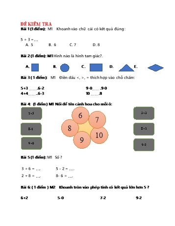 Đề kiểm tra Toán 1