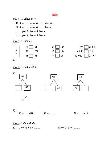 Đề ôn tập kiểm tra môn Toán 1 - Đề 9