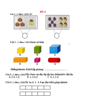 Đề ôn tập kiểm tra Toán 1 - Đề 13