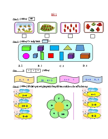 Đề ôn tập kiểm tra Toán 1 - Đề 1