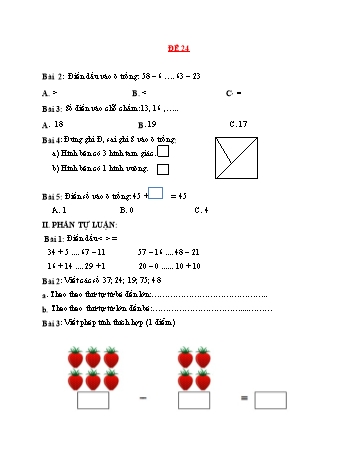 Đề ôn tập kiểm tra Toán 1 - Đề 24