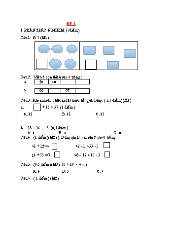 Đề ôn tập kiểm tra Toán 1 - Đề 8