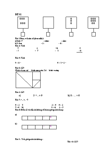 Đề thi học kì 1 Toán Lớp 1 - Đề 01 (Có đáp án)