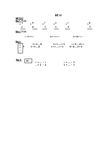 Đề thi học kì 1 Toán Lớp 1 - Đề 05 (Có đáp án)
