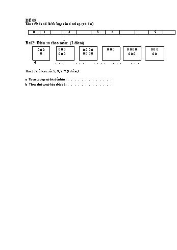 Đề thi học kì 1 Toán Lớp 1 - Đề 09 (Có đáp án)