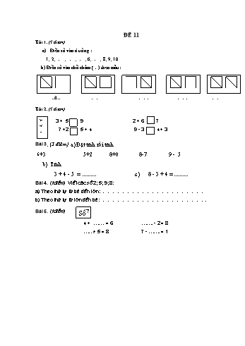 Đề thi học kì 1 Toán Lớp 1 - Đề 11 (Có đáp án)