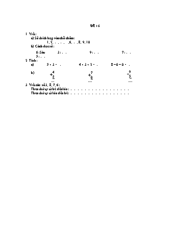 Đề thi học kì 1 Toán Lớp 1 - Đề 16 (Có đáp án)