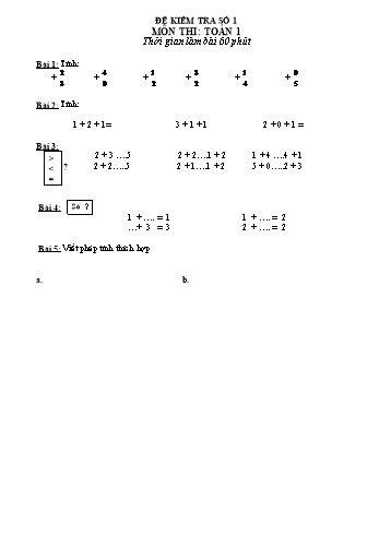 Bộ 13 đề kiểm tra môn Toán Lớp 1