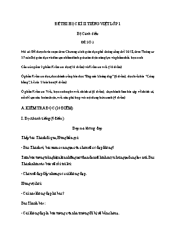 Đề thi học kì II môn Tiếng Việt Lớp 1 (Cánh diều) - Đề số 3 (Có đáp án)