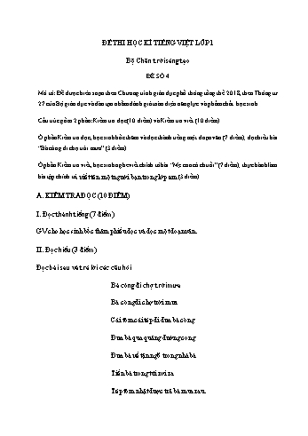 Đề thi học kì II môn Tiếng Việt Lớp 1 (Chân trời sáng tạo) - Đề số 4 (Có đáp án)