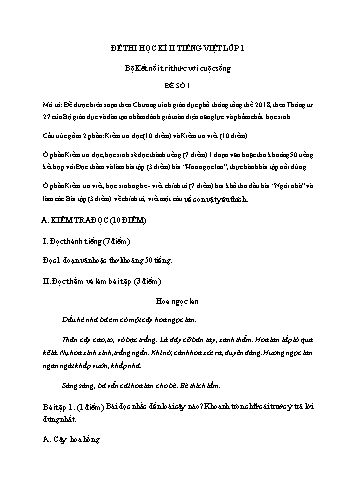 Đề thi học kì II môn Tiếng Việt Lớp 1 (Kết nối tri thức với cuộc sống) - Đề số 1 (Có đáp án)
