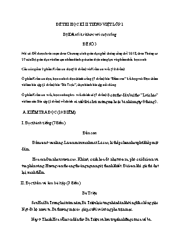 Đề thi học kì II môn Tiếng Việt Lớp 1 (Kết nối tri thức với cuộc sống) - Đề số 3 (Có đáp án)