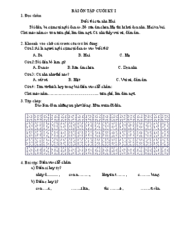 Bài ôn tập cuối kỳ I môn Tiếng Việt Lớp 1 Sách Kết nối tri thức và cuộc sống