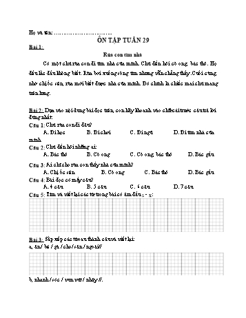 Bài ôn tập Tiếng Việt Lớp 1 - Tuần 29