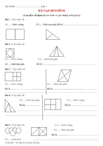 Bài tập đếm hình Toán Lớp 1