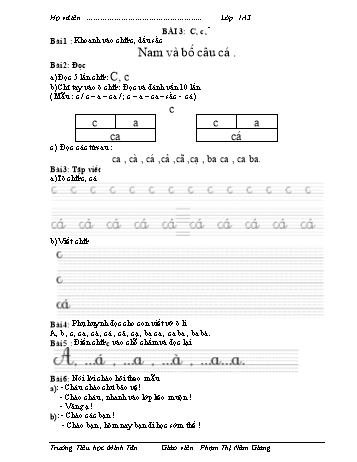 Bài tập Tiếng Việt 1 (Kết nối tri thức và cuộc sống) - Bài 3: C, c,´ - Phạm Thị Năm Giang