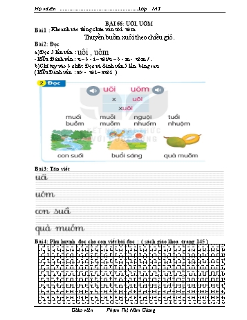 Bài tập Tiếng Việt 1 (Kết nối tri thức và cuộc sống) - Bài 66: uôi, uôm - Phạm Thị Năm Giang