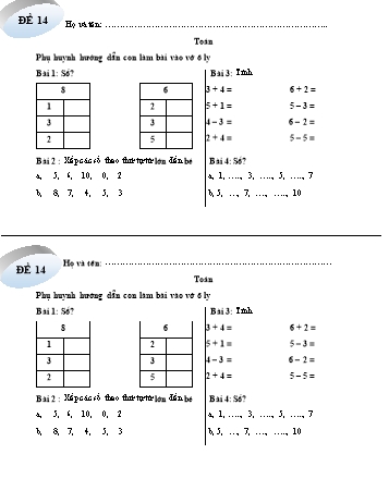 Bài tập về nhà môn Toán, Tiếng Việt Lớp 1 (Kết nối tri thức và cuộc sống) - Đề 14 - Năm học 2023-2024